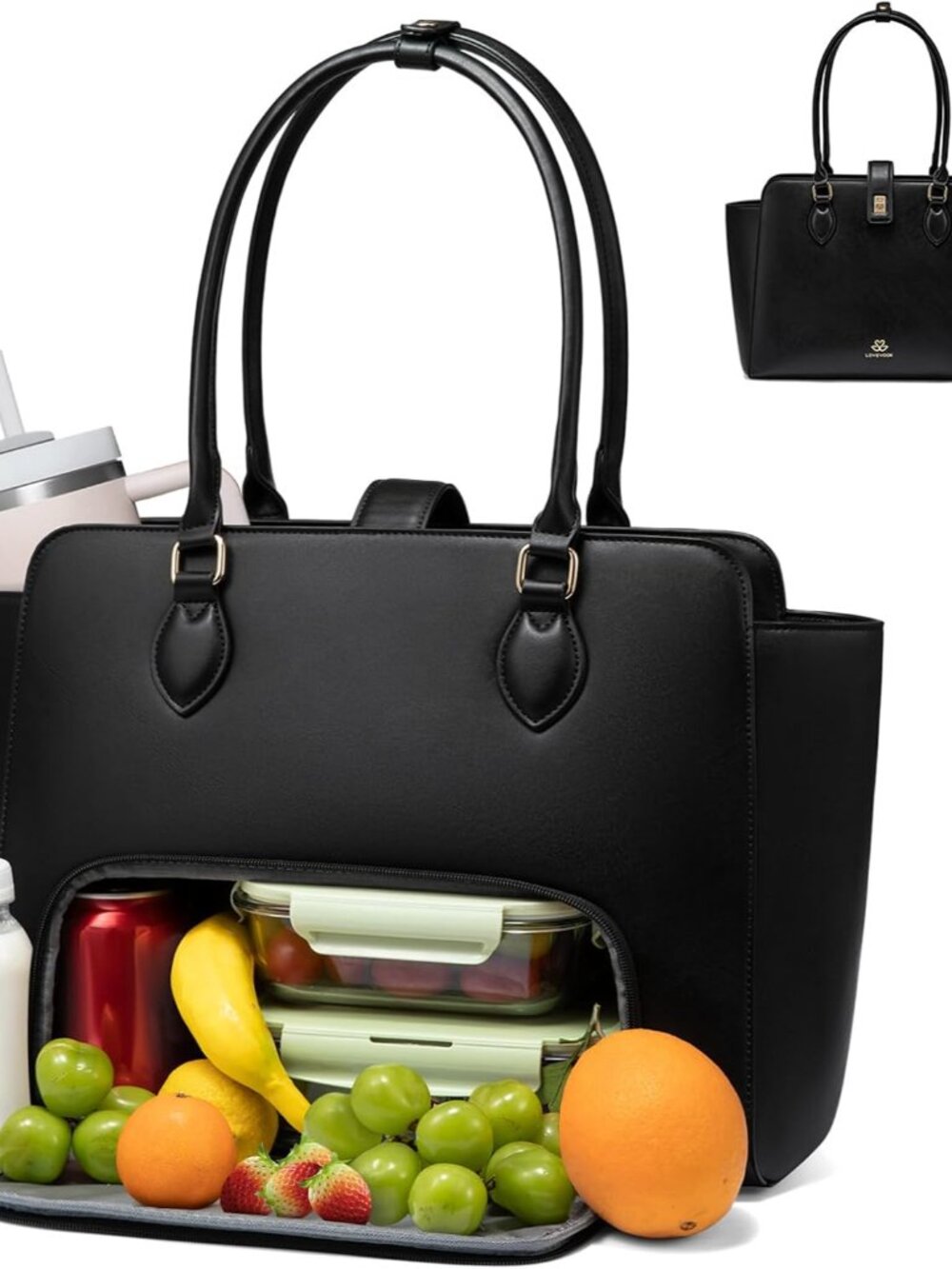 2-in-1 Work Bag with Lunch Compartment, Lunch Tote Bag for Women